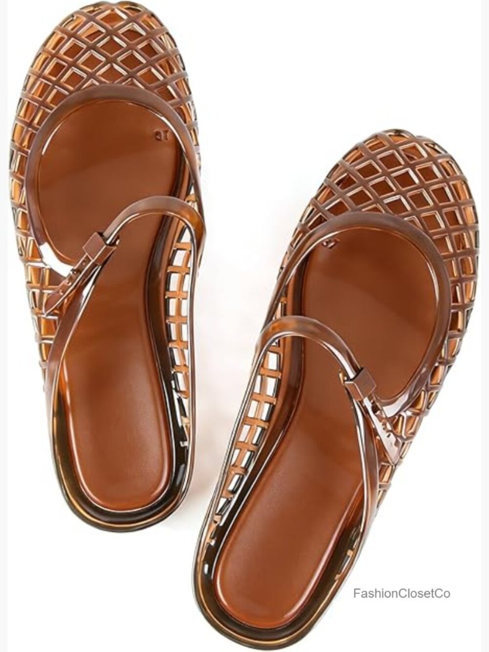 Closed Toe Slingback Jelly Sandals - Lightweight Water-Friendly Slide Flats